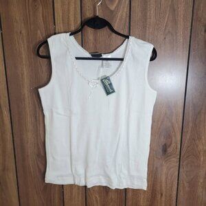 Women Penmans White Ribbed Tank Top - Size Large